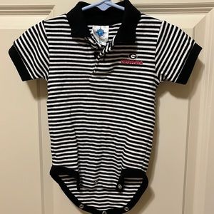 UGA Striped Collared Onesie
